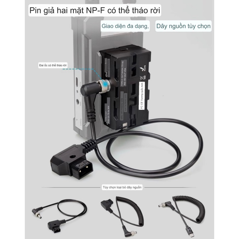 Dummy DTAP to NP- F550/ F970/ F750 có thể sử dụng hai mặt Truyền hình ảnh và kết nối với màn hình không dây