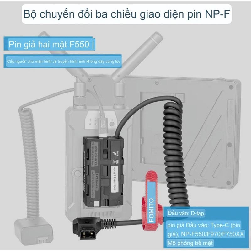 Dummy DTAP to NP- F550/ F970/ F750 có thể sử dụng hai mặt Truyền hình ảnh và kết nối với màn hình không dây