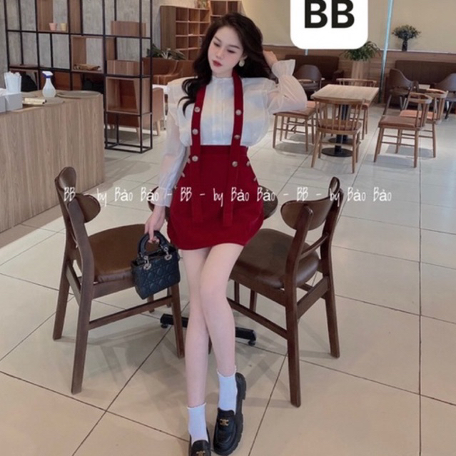 Áo sơ mi trắng 2 dây mix chân váy sang chảnh hàng loại 1