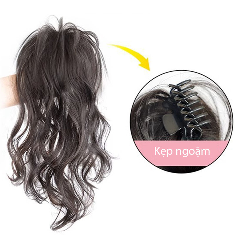 Tóc giả đuôi ngựa xoăn gợn sóng thác nước dài 30cm - tóc giả kẹp ngoạm xoăn cho nữ trẻ trung năng động