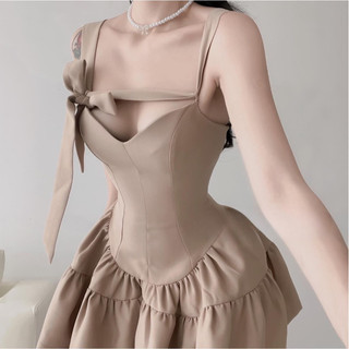 Đầm suông 2 dây linen