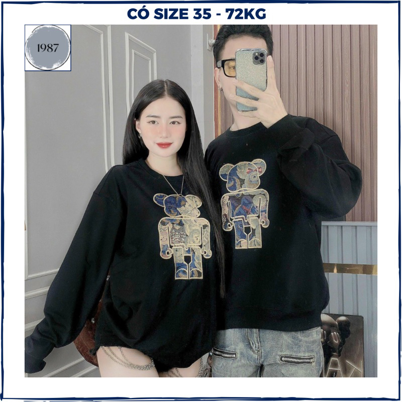 Áo nỉ nam tay dài vải dầy dặn không xù lông in hình, áo thu đông form rộng quà tặng bạn trai