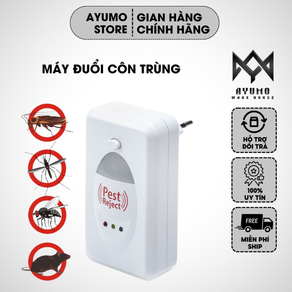 Thiết Bị Đuổi Côn Trùng Pest Reject - Máy Đuổi Côn Trùng  Bằng Sóng Âm An Toàn Không Độc Hại AYUMO Store