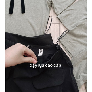 Sét bộ áo len zip cổ nơ chân váy đen