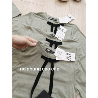 Sét bộ áo len zip cổ nơ chân váy đen