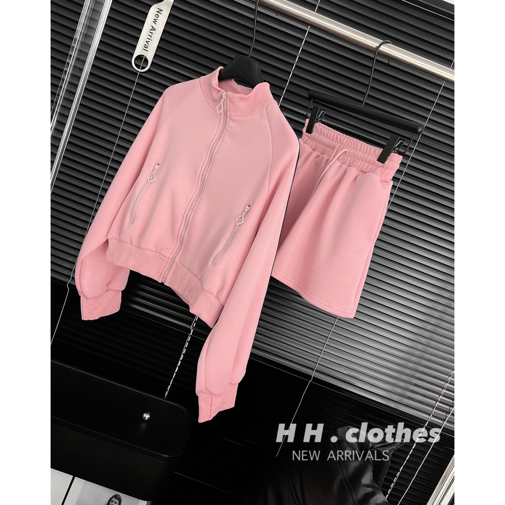 Set váy hai chi tiết dày dặn viền kẻ