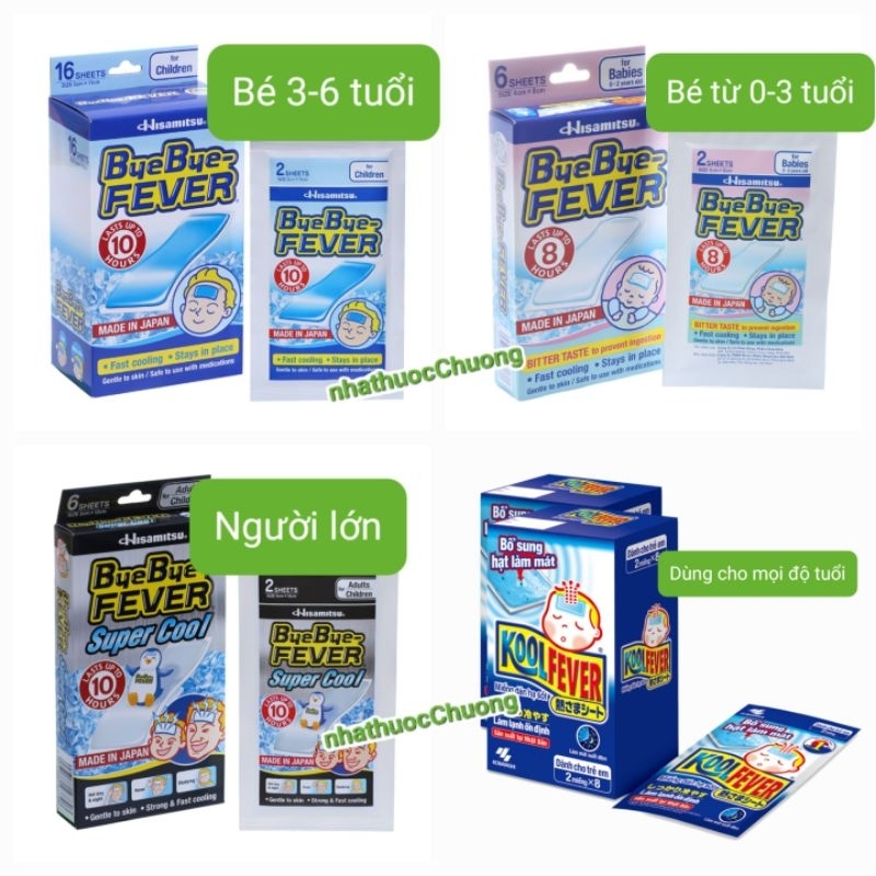 Miếng Dán Hạ Sốt ByeBye Fever Cho Bé Mọi Độ Tuổi Gói 2 Miếng