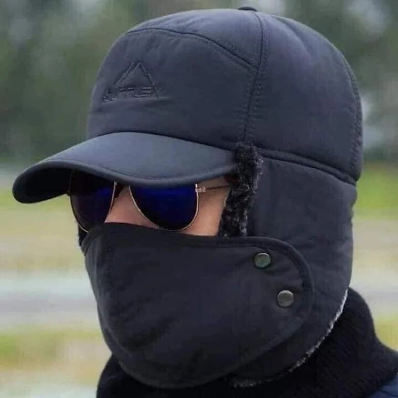 Mũ lót lông kèm khẩu trang kiểu phi công cực ấm