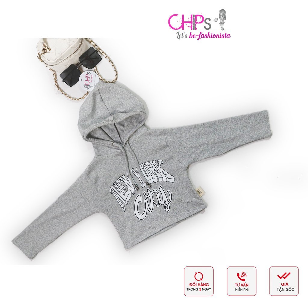 Áo Hoodie Dáng Croptop In Họa Tiết Phong Cách Cho Bé Gái