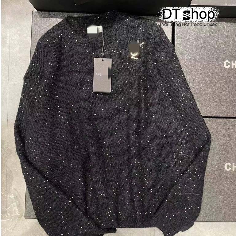 Áo Sweater Nhũ Kim Tuyến Y Ét Lờ ❤ Áo Nỉ Phối Nhũ Óng Dày Dặn Dáng Rộng Nam Nữ NVA673