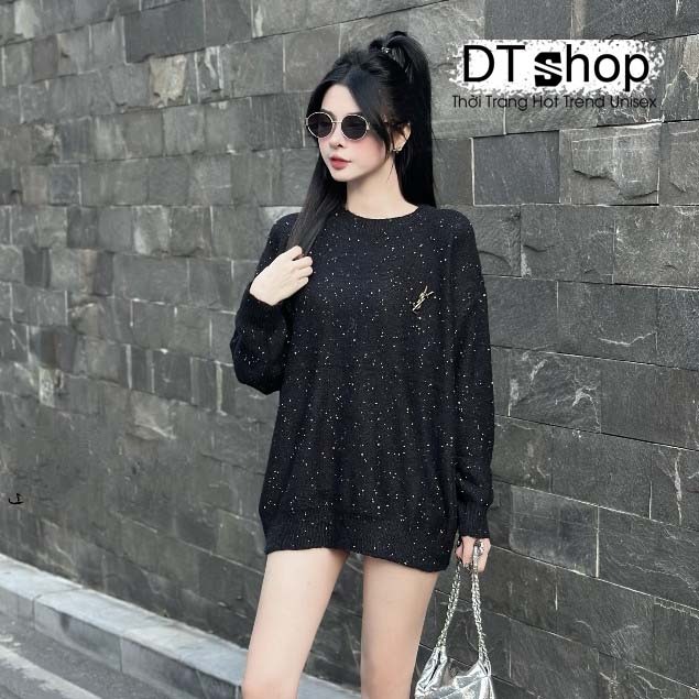 Áo Sweater Nhũ Kim Tuyến Y Ét Lờ ❤ Áo Nỉ Phối Nhũ Óng Dày Dặn Dáng Rộng Nam Nữ NVA673