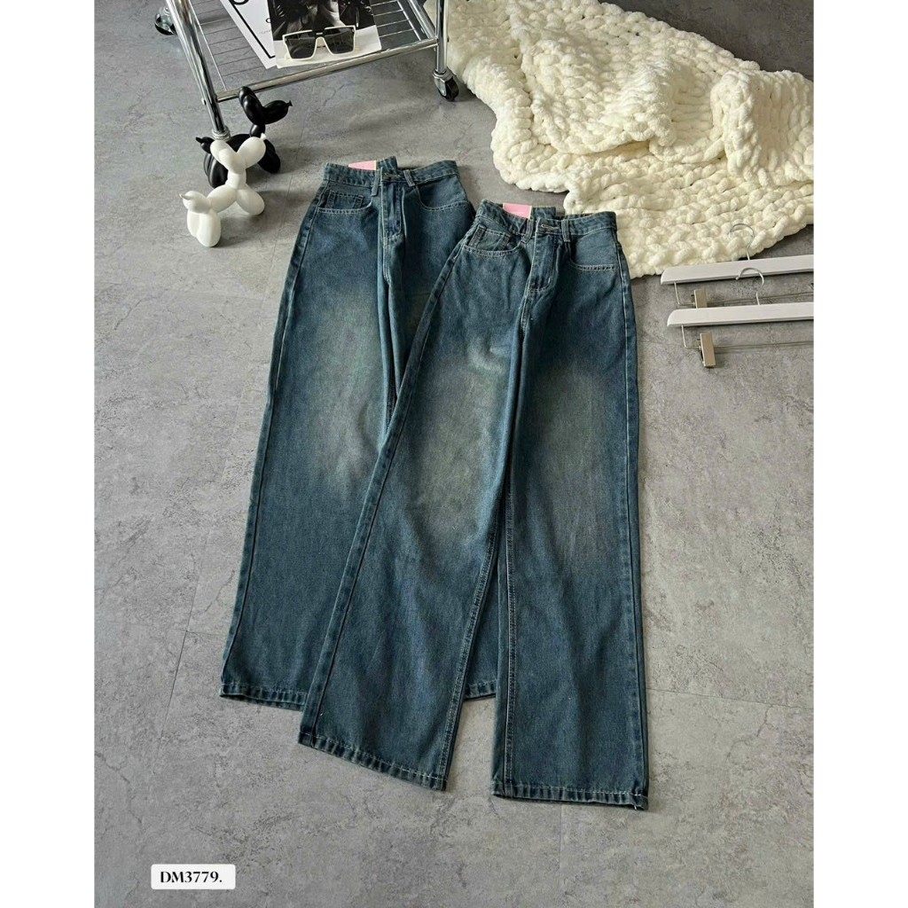 Quần jean nữ ống rộng Bigsize 40kg-85kg, kiểu dáng ống suông rộng, quần bò nữ ống rộng dáng xuông MS105 2KJeans