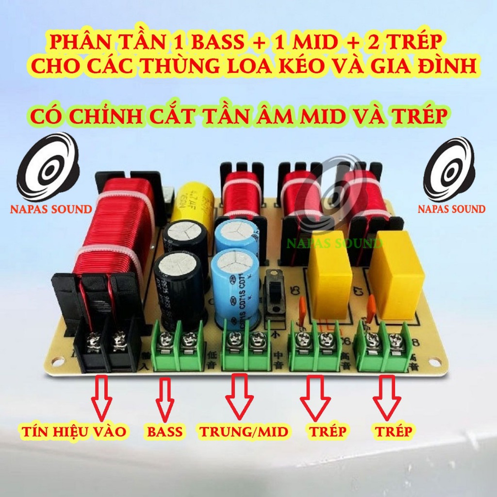 PHÂN TẦN LOA KÉO RCEDA412 - GIÁ 1 CÁI - LẮP 1 BASS 1 MID 2 TRÉP - MẠCH PHÂN TẦN 4 LOA - PHÂN TẦN 4 ĐƯỜNG TIẾNG