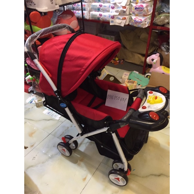 Xe Đẩy Sơ Sinh Gấp Gọn 2 Chiều 3 Tư Thế Nằm,Nằm Ngả Và Ngồi Có Nhạc Cho Bé.