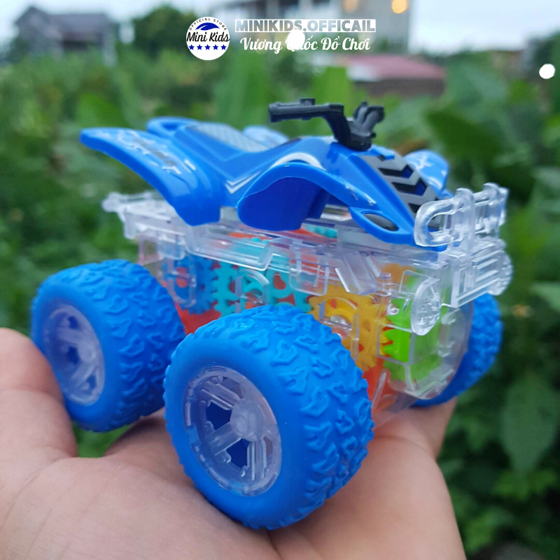 Xe địa hình quán tính phát sáng, xe máy 4 bánh chạy bánh đà có sẵn pin dành cho bé từ 2 tuổi - Đồ chơi MiniKids