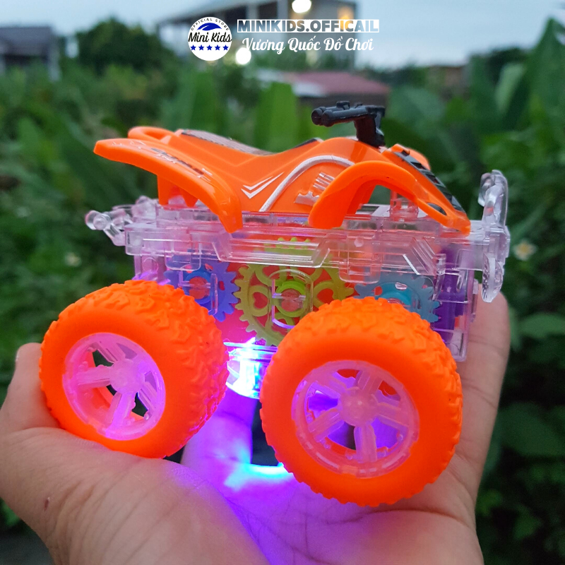 Xe địa hình quán tính phát sáng, xe máy 4 bánh chạy bánh đà có sẵn pin dành cho bé từ 2 tuổi - Đồ chơi MiniKids