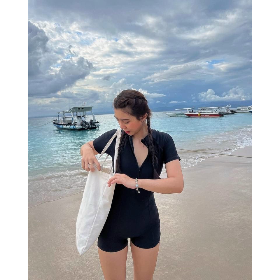 Bikini đồ bơi đi biển 1 mảnh khoá kéo form short kín đáo VAKOMA TT85