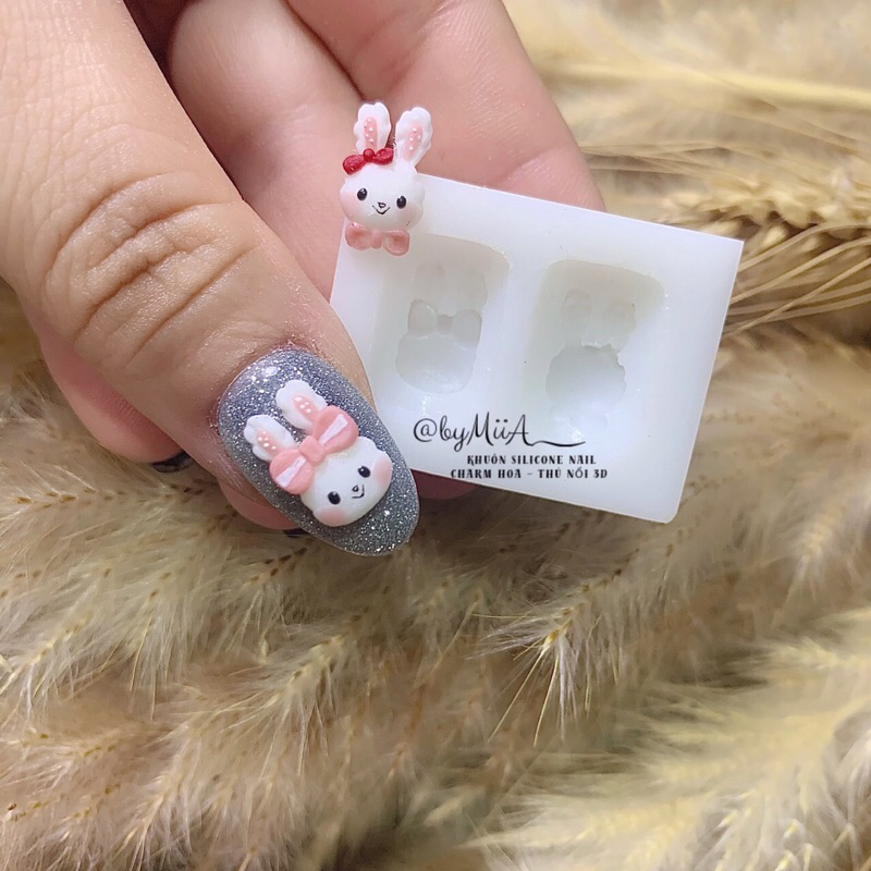 KT41. Khuôn Silicone nail Thú nổi 3D