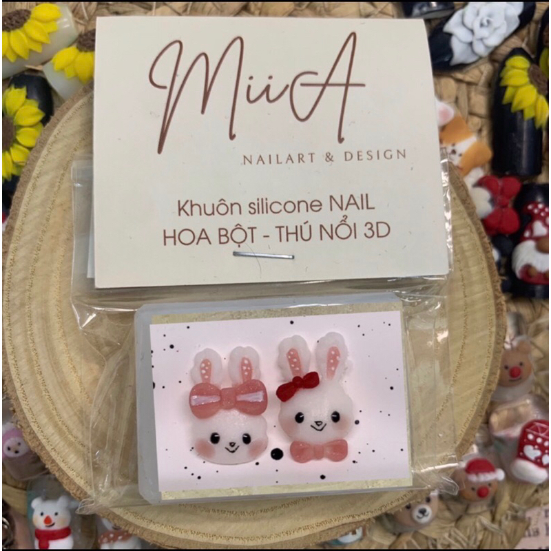 KT41. Khuôn Silicone nail Thú nổi 3D