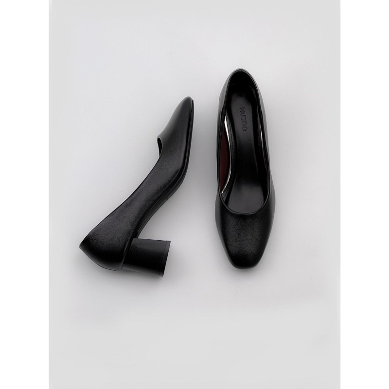 Giày cao gót công sở nữ mũi vuông đế vuông đơn giản thanh lịch da lì