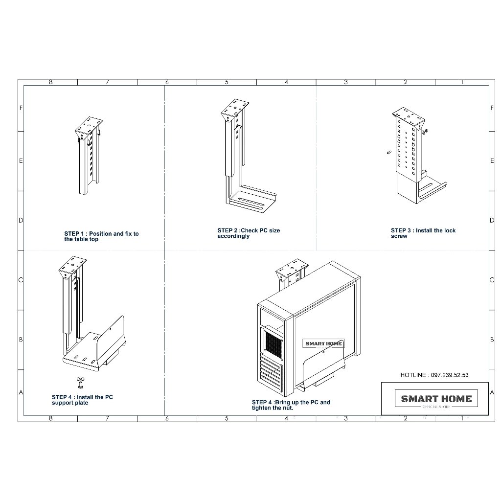 Giá treo cây máy tính bàn làm việc bản trải nghiệm Smart GT06