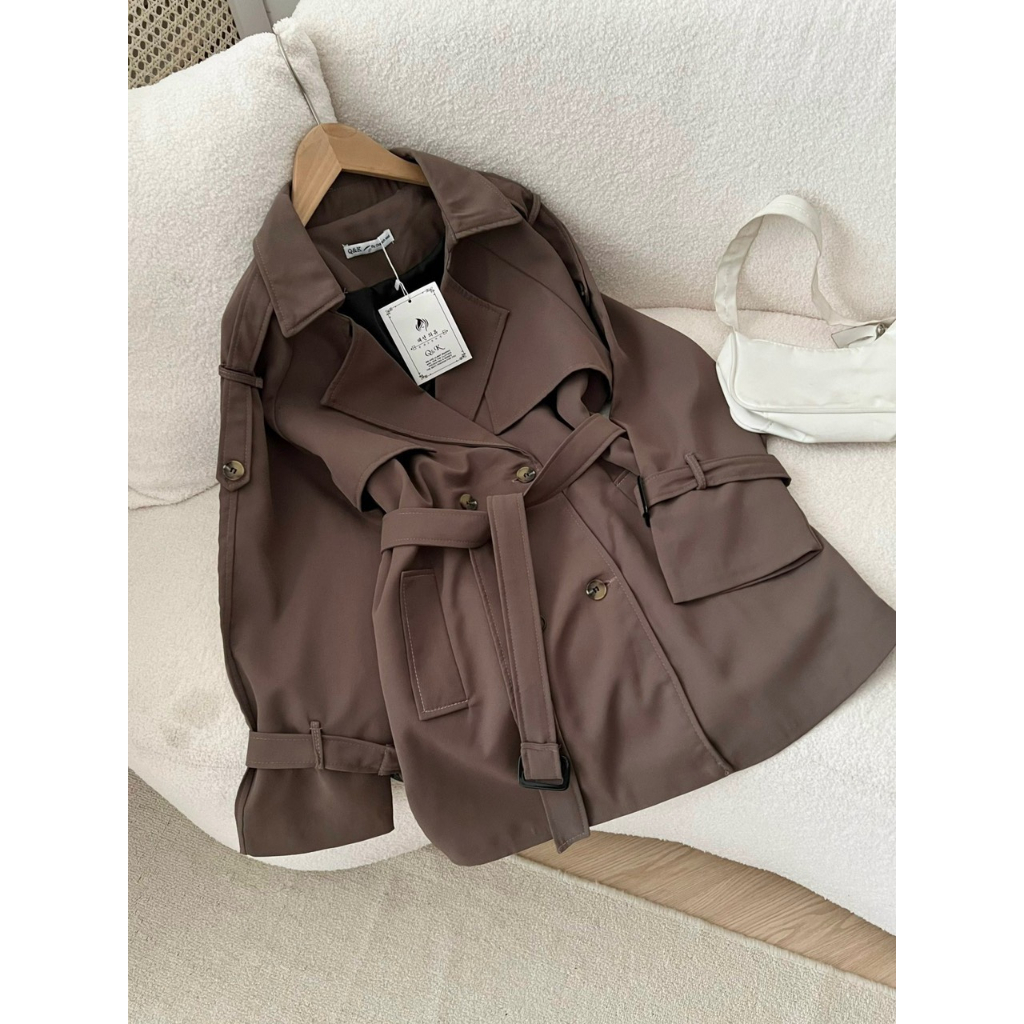 Áo Khoác Mangto Nữ Dáng Dài ,Áo khoác măng tô Hàn quốc dáng vừa kèm đai hàng quảng châu cao cấp H30