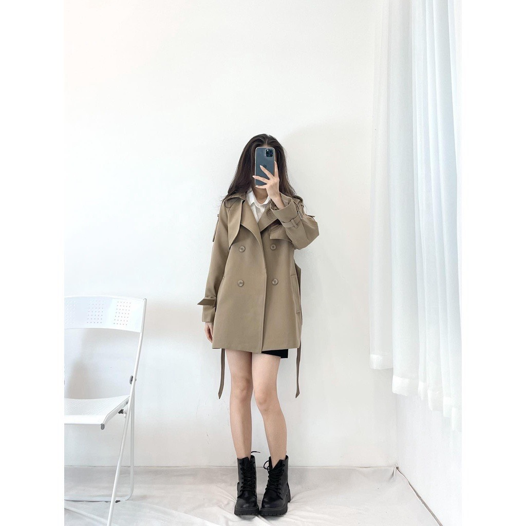 Áo Khoác Mangto Nữ Dáng Dài ,Áo khoác măng tô Hàn quốc dáng vừa kèm đai hàng quảng châu cao cấp H30