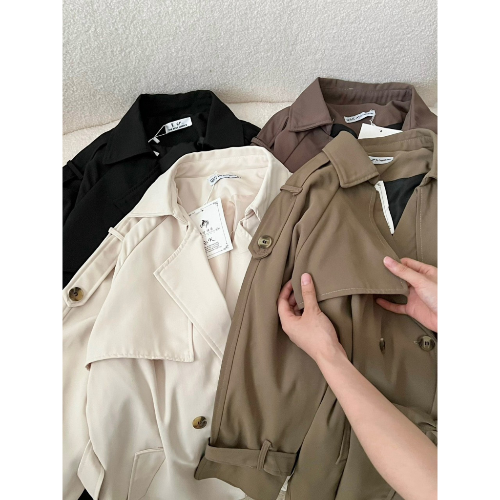 Áo Khoác Mangto Nữ Dáng Dài ,Áo khoác măng tô Hàn quốc dáng vừa kèm đai hàng quảng châu cao cấp H30