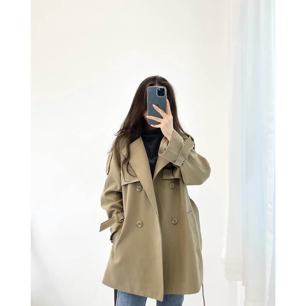 Áo Khoác Mangto Nữ Dáng Dài ,Áo khoác măng tô Hàn quốc dáng vừa kèm đai hàng quảng châu cao cấp H30