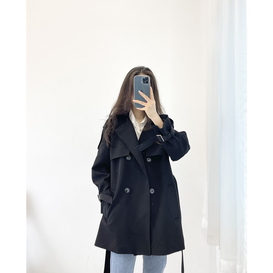 Áo Khoác Mangto Nữ Dáng Dài ,Áo khoác măng tô Hàn quốc dáng vừa kèm đai hàng quảng châu cao cấp H30