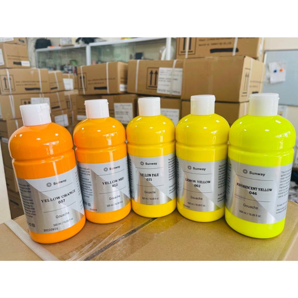 Màu tô tượng,Màu goat, Màu vẽ Gouache, màu bột SUNWAY Đài Loan Chai 500ml