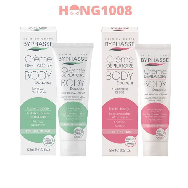 Kem Tẩy Lông Byphasse Chiết Xuất Tơ Tằm 125ml Hair Removal Cream Silk Extract Tây Ban Nha By phasse shop Hong1008