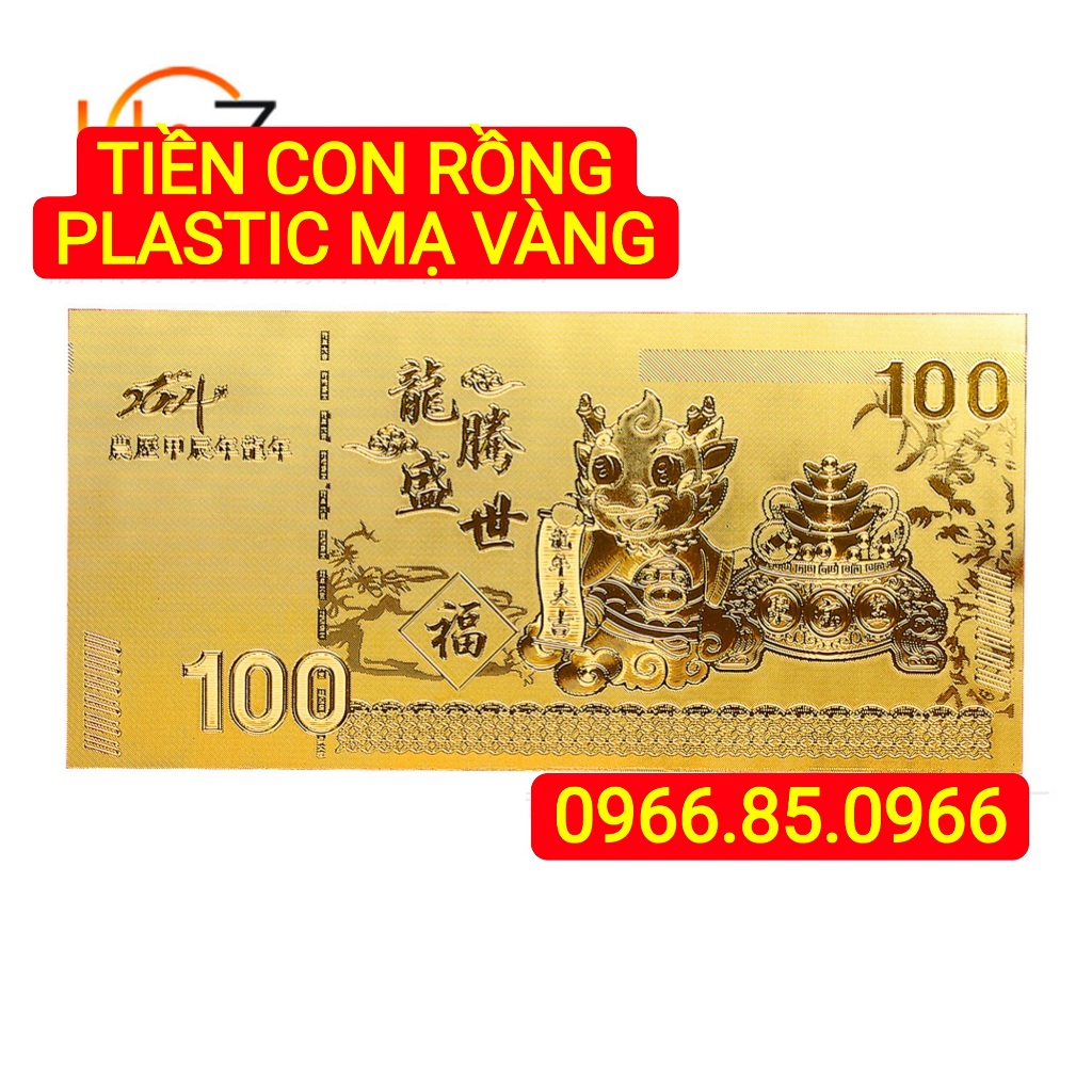 Tiền Lì Xì Tết Con Rồng Plastic Mạc Vàng Macao năm Giáp Thìn