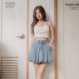 Chân váy jean xếp ly GLORIOUS TENNIS SKIRT CVJ01GL lưng cạp cao có lót quần chân váy jean tennis dáng xoè