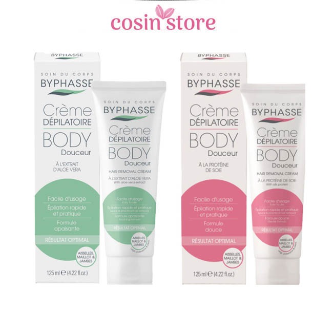 Kem Tẩy Lông Byphasse Chiết Xuất Tơ Tằm 125ml Hair Removal Cream Silk Extract shop Cosin Store Tây Ban Nha By phasse