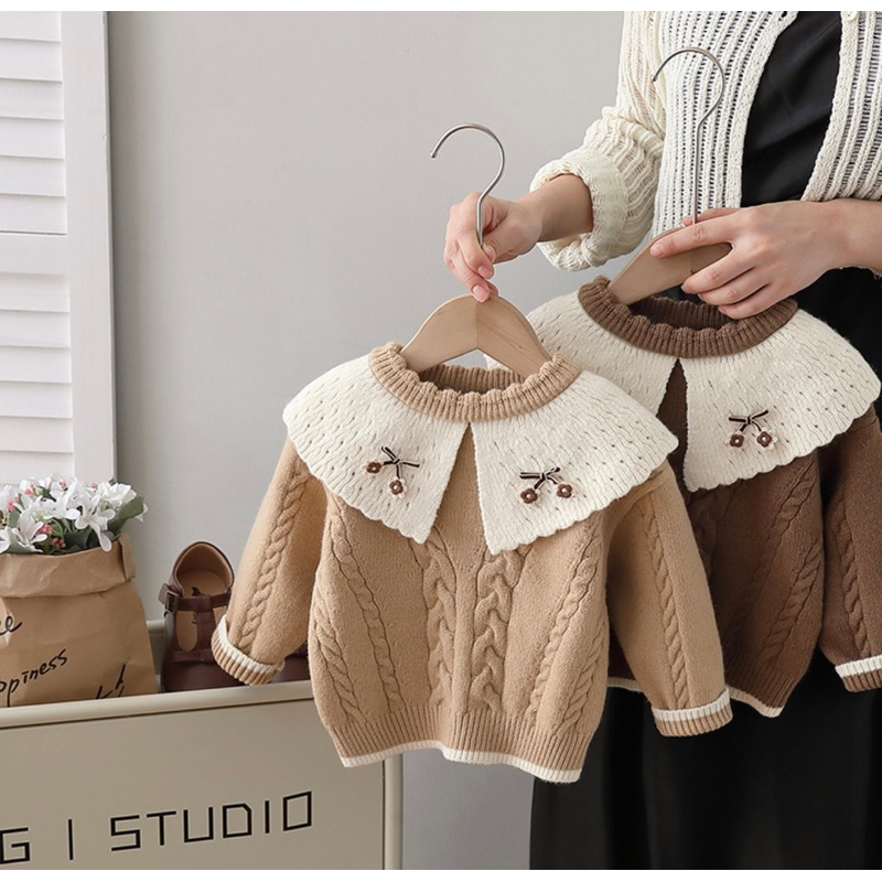 Áo Len Nâu Tây Xinh Bé Gái