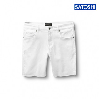Quần short jean ngắn nam SATOSHI SAQS47 trắng trơn form skinny, dày dặn
