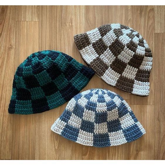 Mũ len caro,mũ Bucket caro Handmade 2024