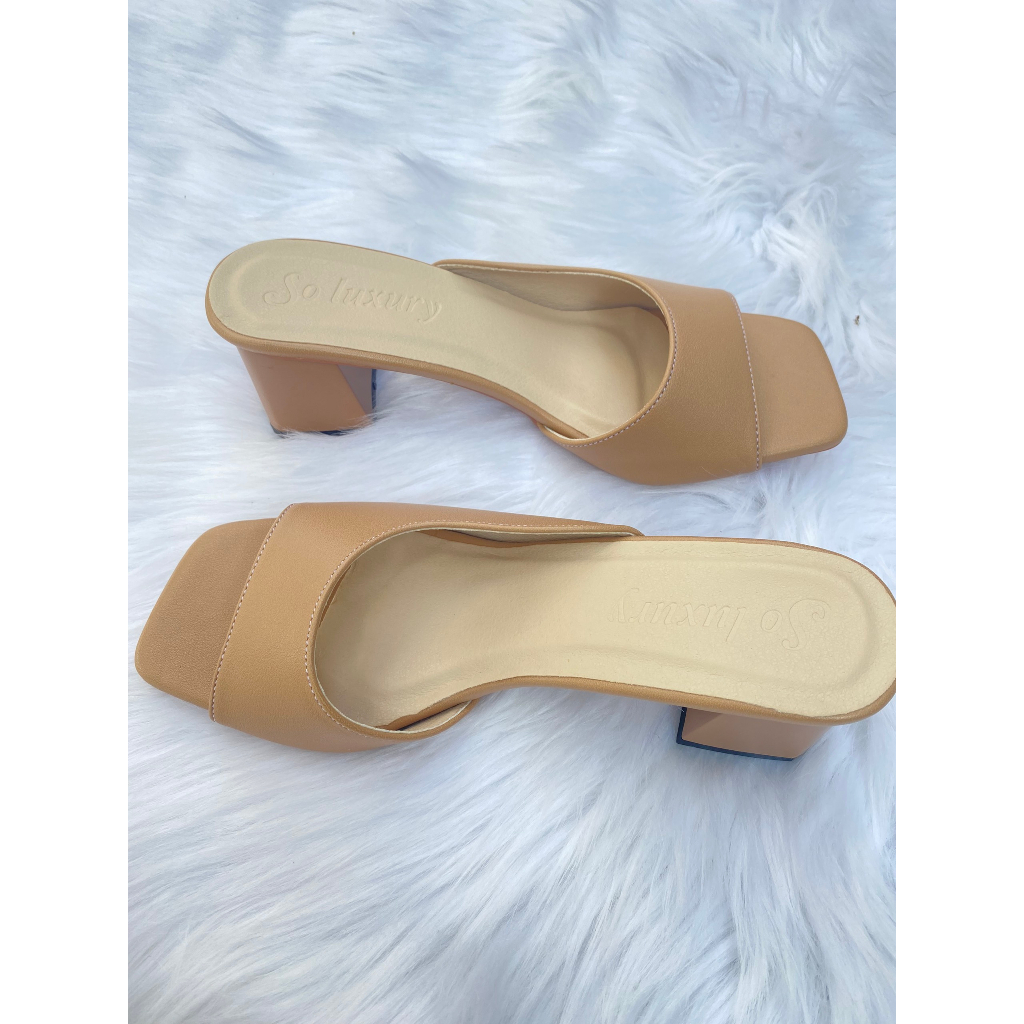 Giày cao gót basic đế 5 phân nữ quai ngang mũi vuông , Gìay cao gót thời trang công sở 3 màu