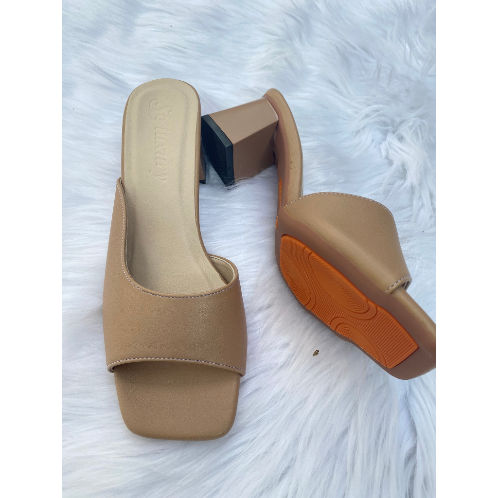 Giày cao gót basic đế 5 phân nữ quai ngang mũi vuông , Gìay cao gót thời trang công sở 3 màu