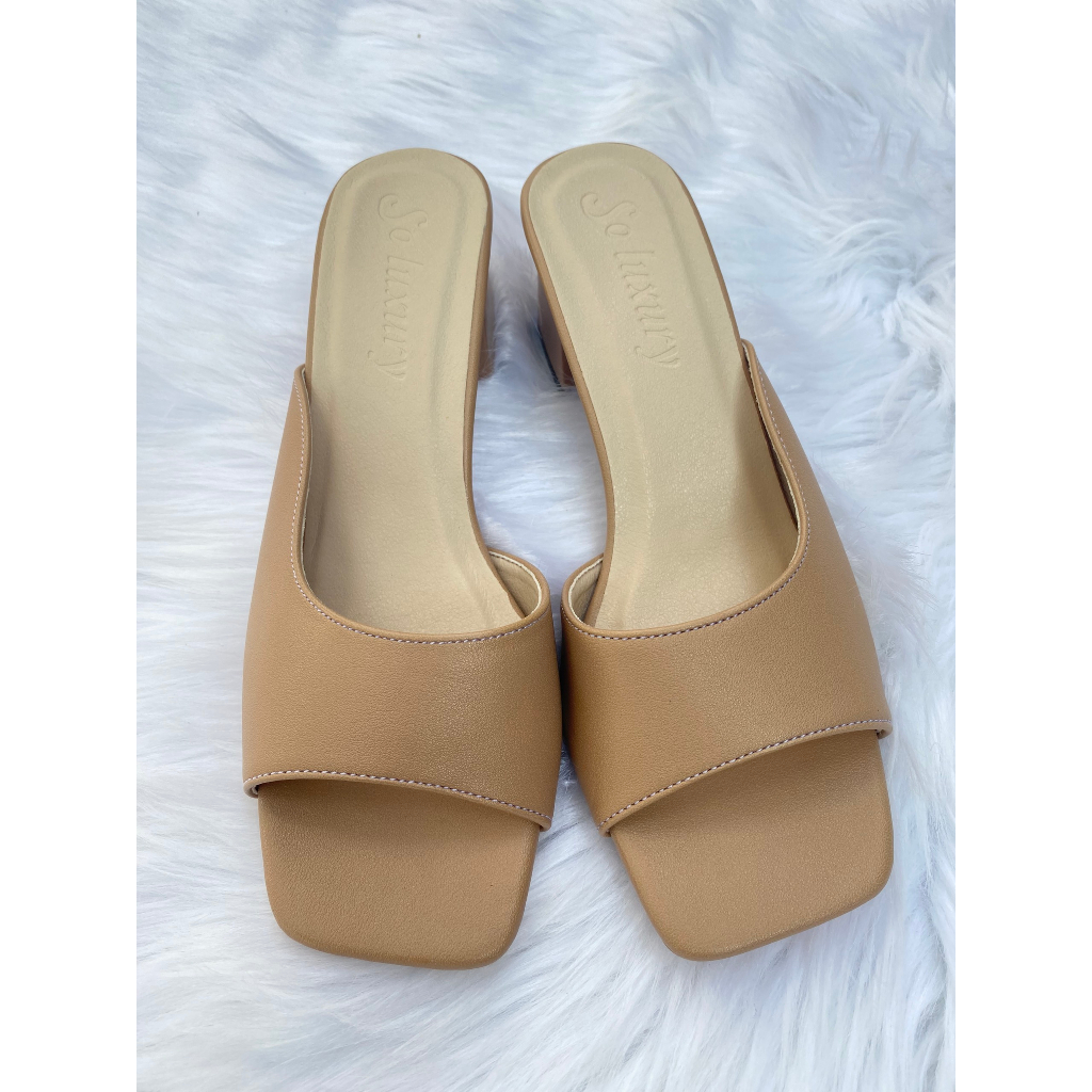 Giày cao gót basic đế 5 phân nữ quai ngang mũi vuông , Gìay cao gót thời trang công sở 3 màu