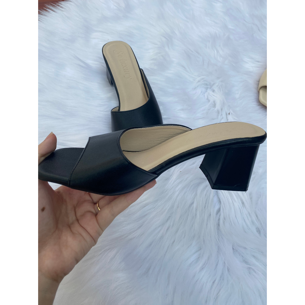 Giày cao gót basic đế 5 phân nữ quai ngang mũi vuông , Gìay cao gót thời trang công sở 3 màu