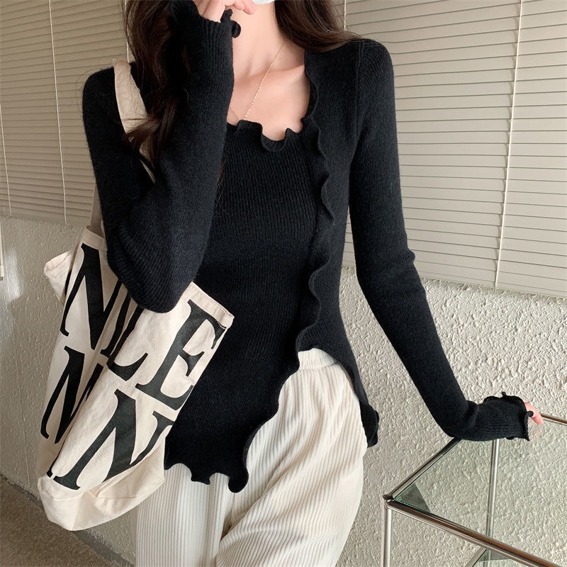 Áo len tiểu thư viền sóng