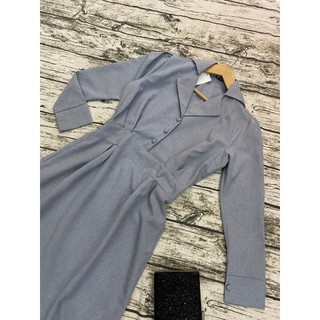 ĐẦM TAY DÀI CỔ VEST NÚT BỌC
