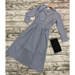 ĐẦM TAY DÀI CỔ VEST NÚT BỌC