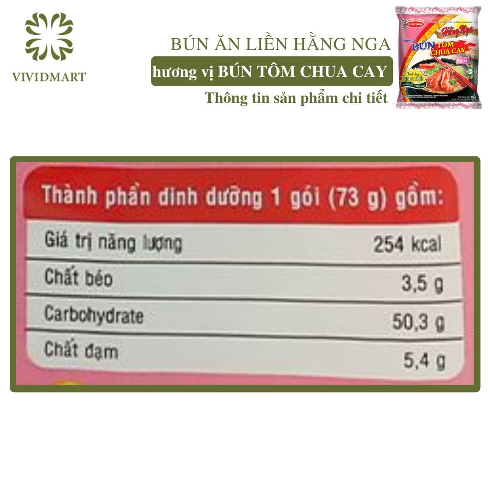 - ACECOOK - Bún Hằng Nga 4 vị: Bò Huế, Bún Giò Heo, Bún Mắm, Bún Tôm Chua Cay – Bún ăn liền Acecook -73-75g/gói
