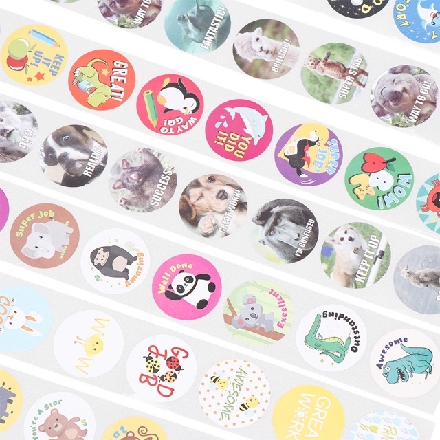Sticker cuộn 500 hình dán cute dễ thương đẹp giá rẻ, sticker trang trí dán sổ khen thưởng