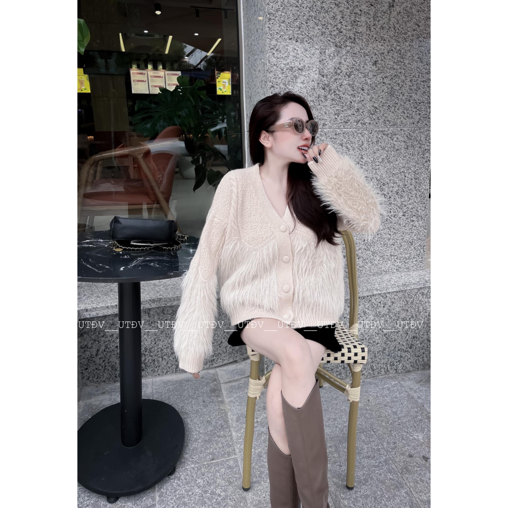 Áo len sần phối lông cúc bọc dày dặn 4 màu L1