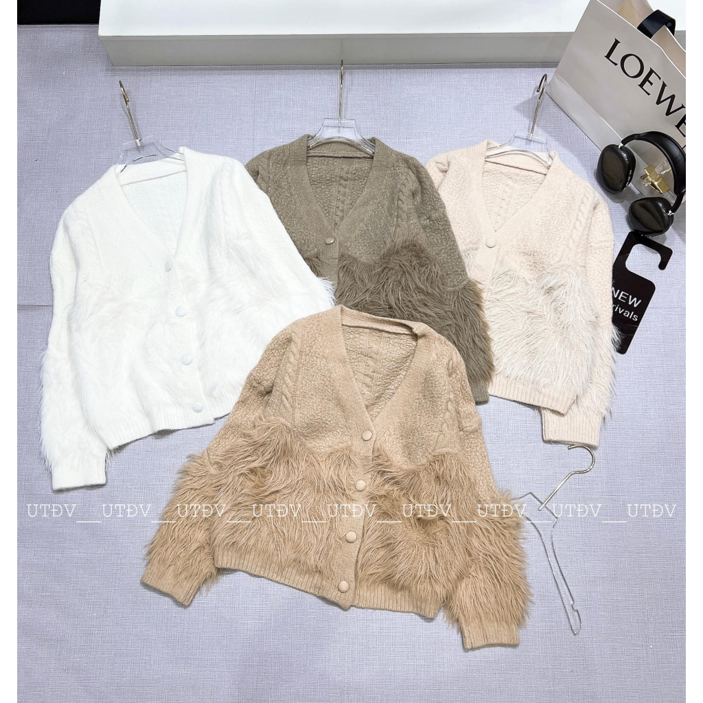 Áo len sần phối lông cúc bọc dày dặn 4 màu L1