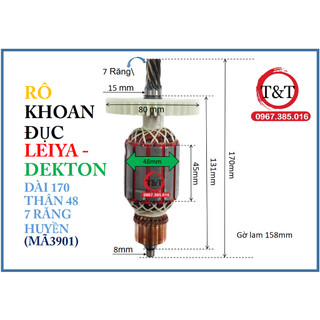 RÔ  ĐỤC 14 LY LEIYA / DEKTON DÀI 170 THÂN 48 7 RĂNG HUYỀN.